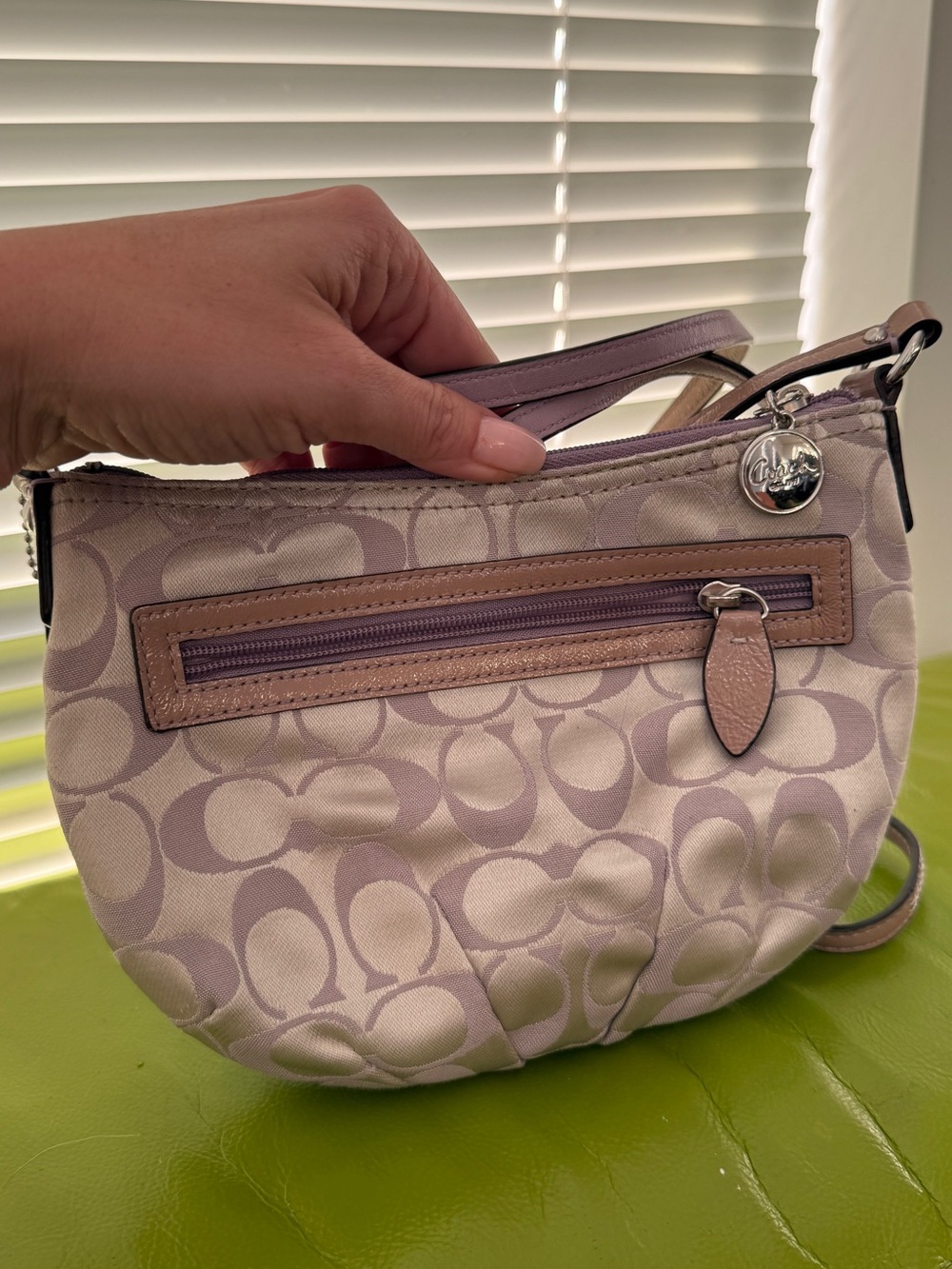 Coach Small Crossbody in Lavender and Cream Canvas with two-tone Leather Trim
